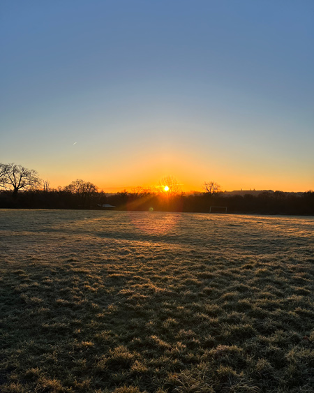 crispy morning sunrise over field