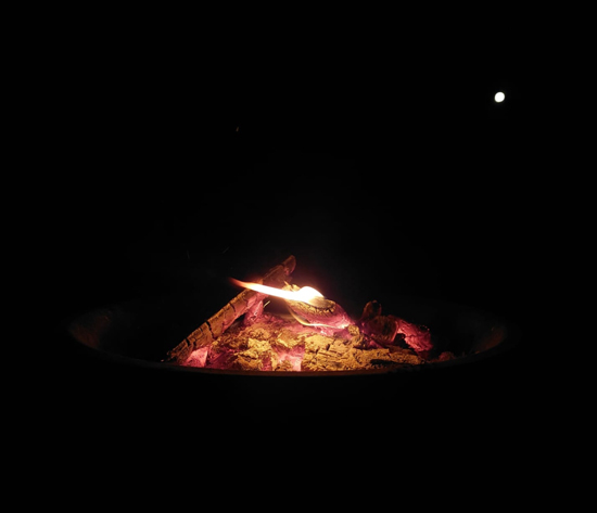 Full moon and fire
